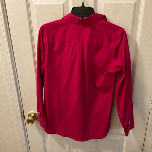 Talbots Pink Button Down Shirt with Notched Collar and Cuffed Sleeves - Picture 2 of 9